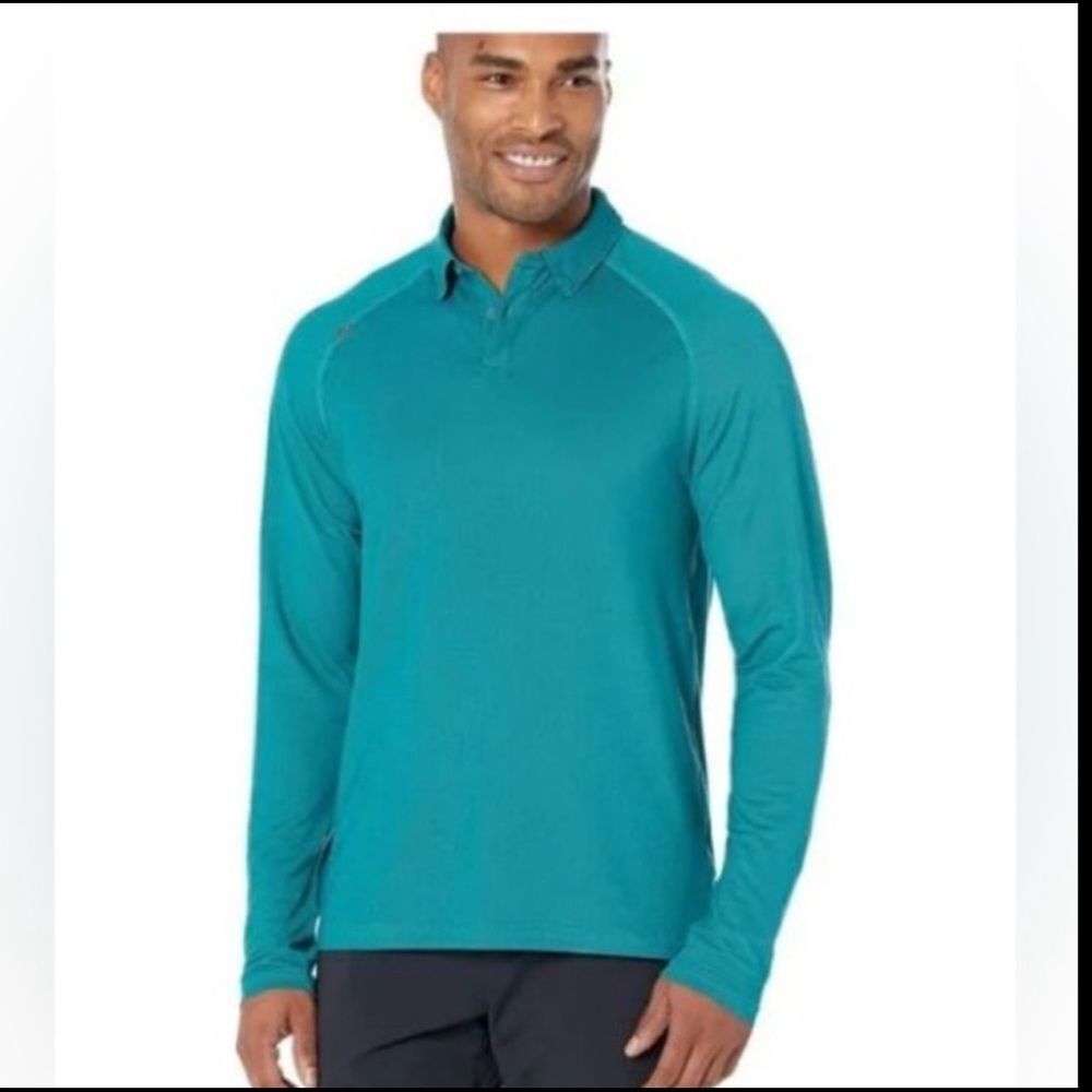 Rhone Teal Delta Pique Long Sleeve Polo Shirt Men’s Small 
NWT Athletic Golf